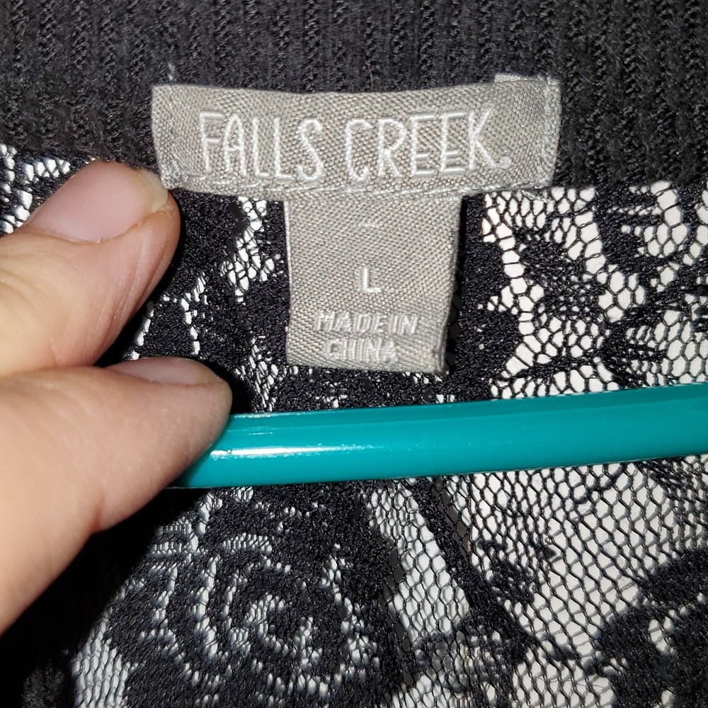 Falls Creek Women's Sweater Soft Loose Fit Henley Style Lace Detail Size L - Picture 6 of 13